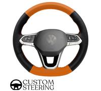 Für VW T7 2021-2026 Solid Orange & Schwarz Perforiert Leder Lenkrad Abdeckung