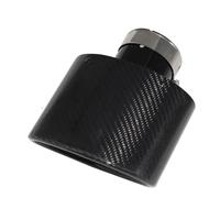 FUNFOB Auspuffblenden Universal Edelstahl Schwarz Oval Breite 150mm Glänzend Carbon Faser Auto Schalldämpfer Spitze Auspuffrohr Düse Dekoration Auto Auspuffroh(48MM)