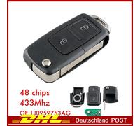 Funk Schlüssel 433,9 MHZ ID48 Fernbedienung 1J0959753AG VW BORA GOLF 4 POLO T4