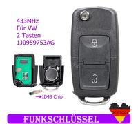Funk Schlüssel 433MHz Fernbedienung 1J0959753AG ID48 für VW Golf Bora Polo T4 NS