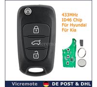 Funk Schlüssel Fernbdienung Für Hyundai ix20 ix35 i10 i20 i30 433MHz ID46 Chip