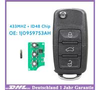 Funk Schlüssel mit Batterie für VW Seat Skoda 3 Tasten 433MHz ID48 Chip