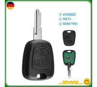 Funkschlüssel Fernbedienung 2 Tasten 433MHZ 46 Chip Für Peugeot 206 NEU