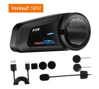 FX6 Bluetooth Intercom Motorrad Gegensprechanlage Helm Headset GPS 6 Fahrer 1KM