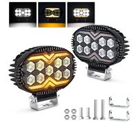 Fxlpower 2 Stück LED Flutlicht Arbeitsscheinwerfer mit Orange Weiß Positionslicht 12V 24V Zusatzscheinwerfer für Bau und Industrie sowie LKW, Offroad