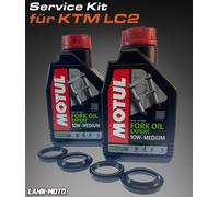 Gabel Simmerringe und Staubkappen + Gabelöl Motul 10W für KTM 125 LC2 2T