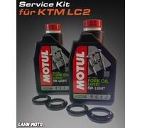 Gabel Simmerringe und Staubkappen + Gabelöl Motul 5W für KTM 125 LC2 2T