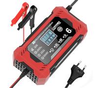 Gaethra 6A Autobatterie Ladegerät,12V KFZ Ladegerät mit Temperaturkompensation, Smart Batterie Ladegerät Auto mit LCD-Touchscreen für Auto LKW Motorrad Boot Marine Batterien