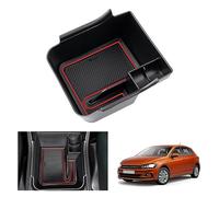 GAFAT Kompatibel mit VW Polo MK6/ Taigo/Nivus 2018-2025 2026 Mittelkonsole Aufbewahrungsbox, Polo 2024 Armlehne Organizer Tray Handschuhfach, Taigo Zubehör (Rot)