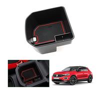 GAFAT Kompatibel mit VW T-ROC 2017-2024 2025 Mittelkonsole Aufbewahrungsbox, T-R0C Armlehne Tablett Organizer Mittelarmlehne Handschuhfach (Rot)