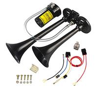 GAMPRO 12V 150db lkw hupe, Chrom Zink Dual Trompete Air Horn mit Kompressor für alle 12V Fahrzeuge LKW Lörries Züge Boote Cars Vans