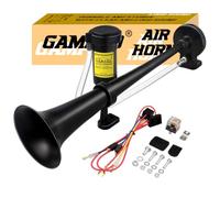 GAMPRO 12V 150db lkw hupe, Chrom Zink Dual Trompete Air Horn mit Kompressor für alle 12V Fahrzeuge LKW Lörries Züge Boote Cars Vans (Schwarz),0