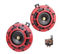 GAMPRO Auto Horn Kit 12V 135db Super Loud Hochton und Low Tone Metall Twin Horn Kit mit Halterung für Autos LKW SUVs Wohnmobile Vans Motorräder Off Road Boote (rot)