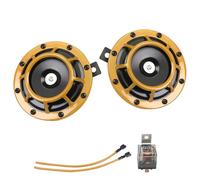 GAMPRO Autohupensatz 12V 135db Super Loud Hochton und Tiefton Metall Twin Horn Kit mit Halterung für Autos LKW SUVs Wohnmobile Vans Motorräder Offroad Boote (Gelb)