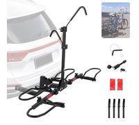 Garvee Fahrradträger Für 2 Fahrräder Ohne Anhängerkupplung, Tragkraft 82 kg, Reifenbreite Bis 14 cm, Mit Radspannriemen, Reflektoren & Schloss, Schwarz