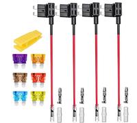 Gebildet 4 Stück 12V-24V Standard ATC Autosicherungen Stromdieb, Mittel Größe Stecksicherung Verteiler Flachsicherungs mit 6 Stücke Sicherung (3A/5A/7.5A/10A/15A/20A)
