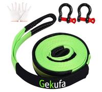 Gekufa Abschleppseil pkw 5M x 5cm, 10 Tonnen (22046 Lbs) | Abschleppseil Auto Kit mit 2 Verstärkten Haken und Reflektierenden Streifen, Abschleppseile Für Off-Road Recovery (Grüner)