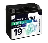 HeyVolt BIKE GEL Motorradbatterie YB16L-B 12V 19Ah