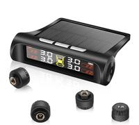 Geloo TPMS Reifendruck-Kontrollsystem Wireless mit 4 externen Sensoren, Tyre Pressure Monitoring Systems Solar Monitor Universal mit 5 Alarm Modus, Druckbereich 0-5 bar für RV Van SUV Wohnmobil Auto