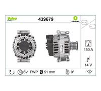 Generator 51mm mit Freilaufriemenscheibe VALEO für MERCEDES SPRINTER 3,5-t