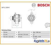 BOSCH Generator 14V 110A für STEYR BMW 0 986 046 130