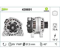 Lichtmaschine Generator 14 V 70 A Ø 58 mm VALEO für u.a. PEUGEOT 206