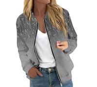 Generic Angebot des Tages Sommerjacke Damen Leicht Damen Blouson Lang Armel Kurz Sweatjacke Schwarz Damen Leicht Sommerjacke Damen Schwarz Motorrad Jacke Frauen(3-Gray,XL)
