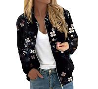 Generic Blitzangebote des Tages Bomberjacke Damen Blau Damen College Jacke Freizeit Elegant Übergangsjacke Damen Lightweight Bomberjacke Blau Damen Damen-Jacken(2-Black,S)