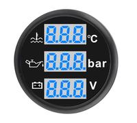 Generic Boot-Wassertemperatur-Öldruck-Voltmeter, 52-mm-Digitalanzeige, Dreifach-Messgerät-Set für Autos, Wohnmobile und Boote, Wasserdicht (Schwarzes Zifferblatt, schwarze Abdeckung)