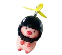 Generisch Abnehmbare Fahrrad Dekoration Tier Puppe Anhänger Motorrad-Lenker Verzierung Schwein Mit Propeller Helm Karikatur Auto Ornamente Autozubehör Geschenk Citybikes Oder Freizeittouren, 5x5x10cm