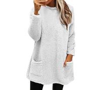 Generisch Angebote des Tages Heute Damen Pullover Damen Lang Teddy Fleece Flauschig Pulli Weich Winter Warm Sweatshirt Langarm Fleecepulli Plüsch Tops Oberteile Mit Taschen Angebote Black Friday