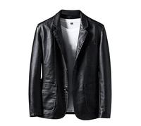 Generisch Herren Lederjacke Motorrad Jacke Schwarz Bikerjacke Bomberjacke Ledermantel 50er Jahre Outfit Grease Leather Jacket