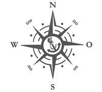generisch Kompass Anker Aufkleber Windrose Aufkleber 30x30cm, 40x40cm, 50x50cm und 60x60cm für Caravan Wohnmobil Wohnwagen Auto oder als Wand Tattoo (229) (Schwarz Glanz, 60 x 60 cm)