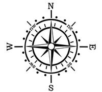generisch Kompass Aufkleber Polarstern Windrose Aufkleber Verschiedene Größen, Auto Caravan Wohnmobil Wandtattoo, Silhouette Aufkleber 173/1 (Schwarz Matt, 60 x 60 cm)