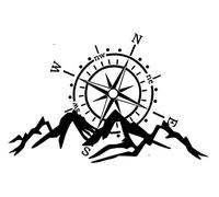 generisch Kompass Berge Windrose Aufkleber, Silhouette Aufkleber (302/8/3) (Farbauswahl aus Farbtabelle, 60 x 39 cm)