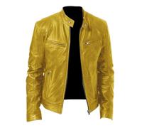 Generisch Lederjacke Herren Bomberjacke Motorrad Jacke Leather Jacket Schwarz Ledermantel Bikerjacke 50er Jahre Outfit Grease Jacke