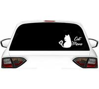 Generisch Lustige Auto Aufkleber Cat Mom Car Decals Katzen Sticker Windschutzscheiben Karosserie (Weiß)