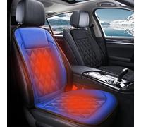 Generisch Sitzheizung Auto Autositzbezüge,Bequemes Leder-Sitzkissen,Vordersitzbezüge,Fahrzeugsitzschutz,Passend für Fahrzeuge,Autos,Limousine,LKW,SUV,Van,mit vollständiger Rückenstütze (Blau, 1Stück)