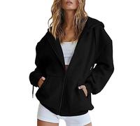 Generisch Skijacke Damen Sale Jacke Damen Damen-Herbstjacke, Übergroßes Sweatshirt Mit Taschen Lässige Kordelzug Reißverschluss Trainingsjacke Einfarbig Langärmeliges Kapuzenoberteil Winterparka