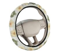 Geoyien 1 Stück Auto Lenkradbezug Plüsch, Frau Lenkradheizung, Universelle Lenkradbezug Winter, für Auto Zubehör Interieur (Beige Gelb)