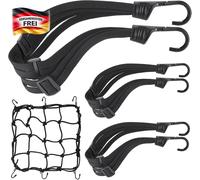 Gepäckspanner Motorrad Fahrrad 4er Set elastisch mit Haken und Schiebeschnalle
