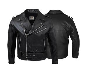 German Wear Brando Motorradjacke - Retro Vintage Rocker Lederjacke für Chopper, schwarz