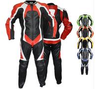 German Wear Einteiler Motorradkombi Lederkombi aus Büffelleder echtleder Kombi, 60/4XL, Farbe:Rot