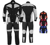 German Wear Herren Motorradkombi 2-teilig, Cordura Textil mit CE-Protektoren, 4-Lagen-System, herausnehmbarem Innenfutter, reflektierend, Motorradjacke & Hose für Touring, Rot