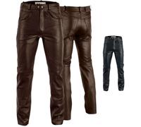 GermanWear Lederhose lederjeans bikerjeans hose aus Büffelleder Schwarz & Braun