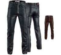 GermanWear Lederhose lederjeans bikerjeans hose aus Büffelleder Schwarz & Braun