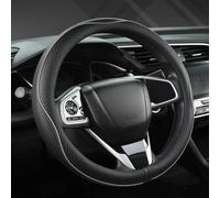 GIANT PANDA Lenkradbezug Leder, Auto Lenkradbezug, Lenkradschutz Universal 37-38 cm, Lenkradhülle Schwarze Grau Kompatibel mit VW, BMW, Mercedes, Kia, FIAT, Tesla, Toyota für Runden Lenkräder
