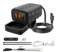 Giantdeer USB Steckdose Motorrad, Wasserdichtes Motorrad Ladegerät, 2 USB-A + 1 Type-C mit Schalter,SAE Motorradsteckdose für DC12V-24V Elektro-Dreirad/Beach Bike, Handy/GPS+3 In 1 Ladekabel