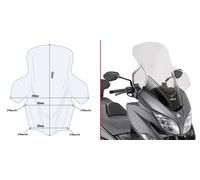 GiVi Windschild transparent,>590 mm hoch, 670 mm breit für Suzuki Burgman 400 (17-19), mit ABE