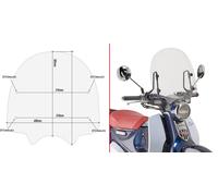 Givi Windschild 1168AG transparent, 385 mm x 400 mm mit ABE für Honda Super Cub C125 (18>22)